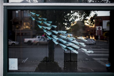 An art installation in a window display.