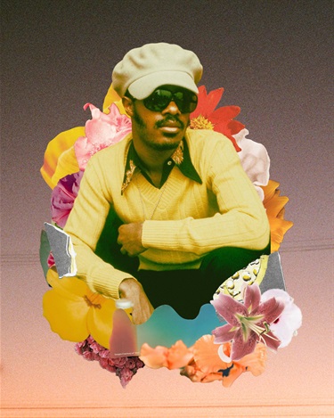 A collage with a central person in the center. 