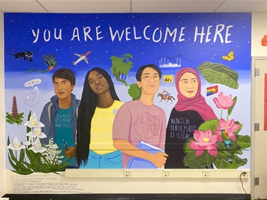 A mural painted on the wall of a building. 