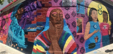 A mural painted on the wall of a building. 