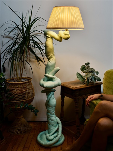 A sculptural lamp.