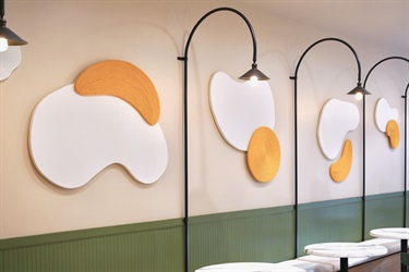 Abstract artwork on a wall.