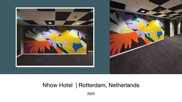 A series of images of a mural painted on the wall of a building.