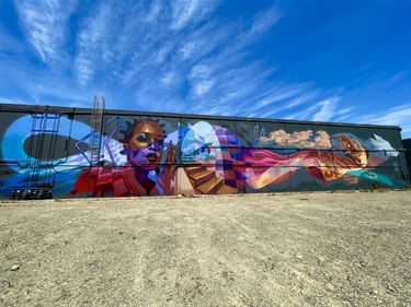 A mural painted on the wall of a building.