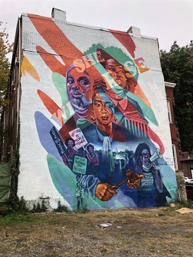 A mural painted on the wall of a building.