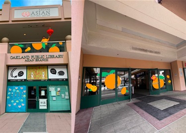 The entrance to a building. 