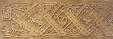 The details of a mural with patterns.
