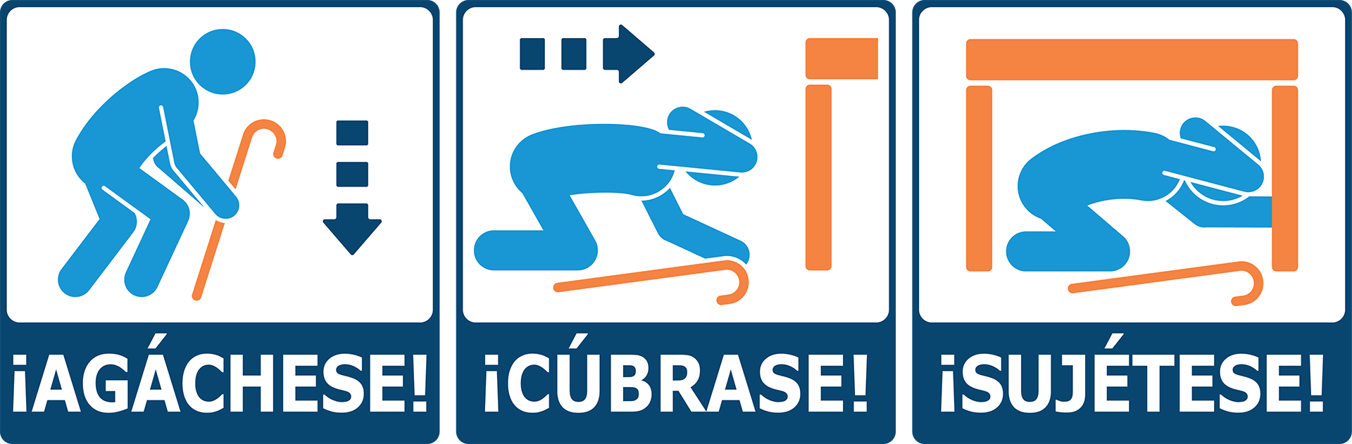 Agachese, Cubrase, Sujetese