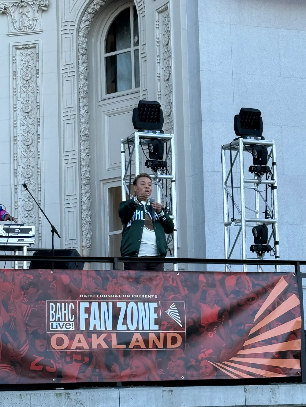 Mayor Lee at the BAHC Fan Zone watch party.
