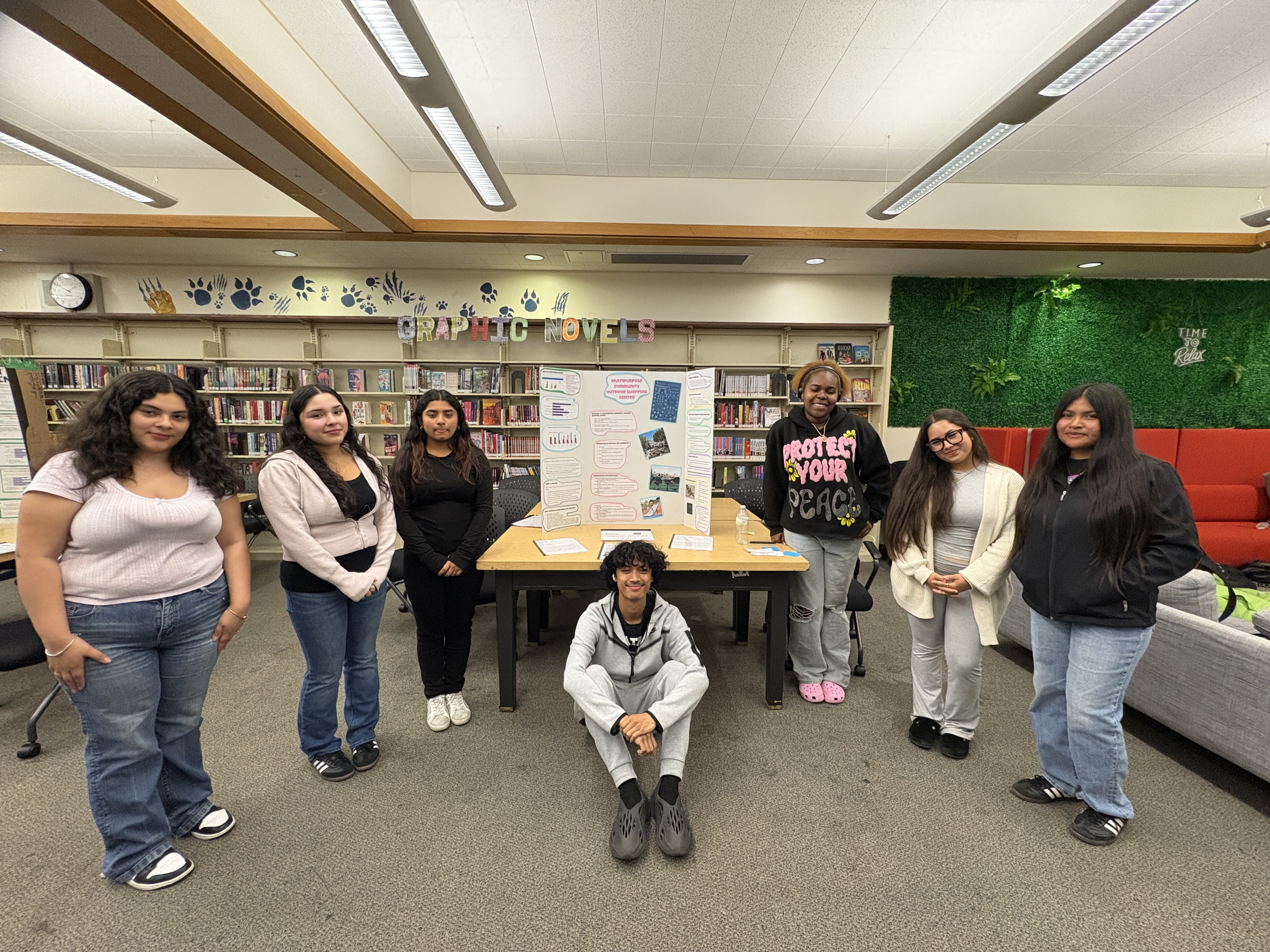 Oakland High Students in front of their presentation