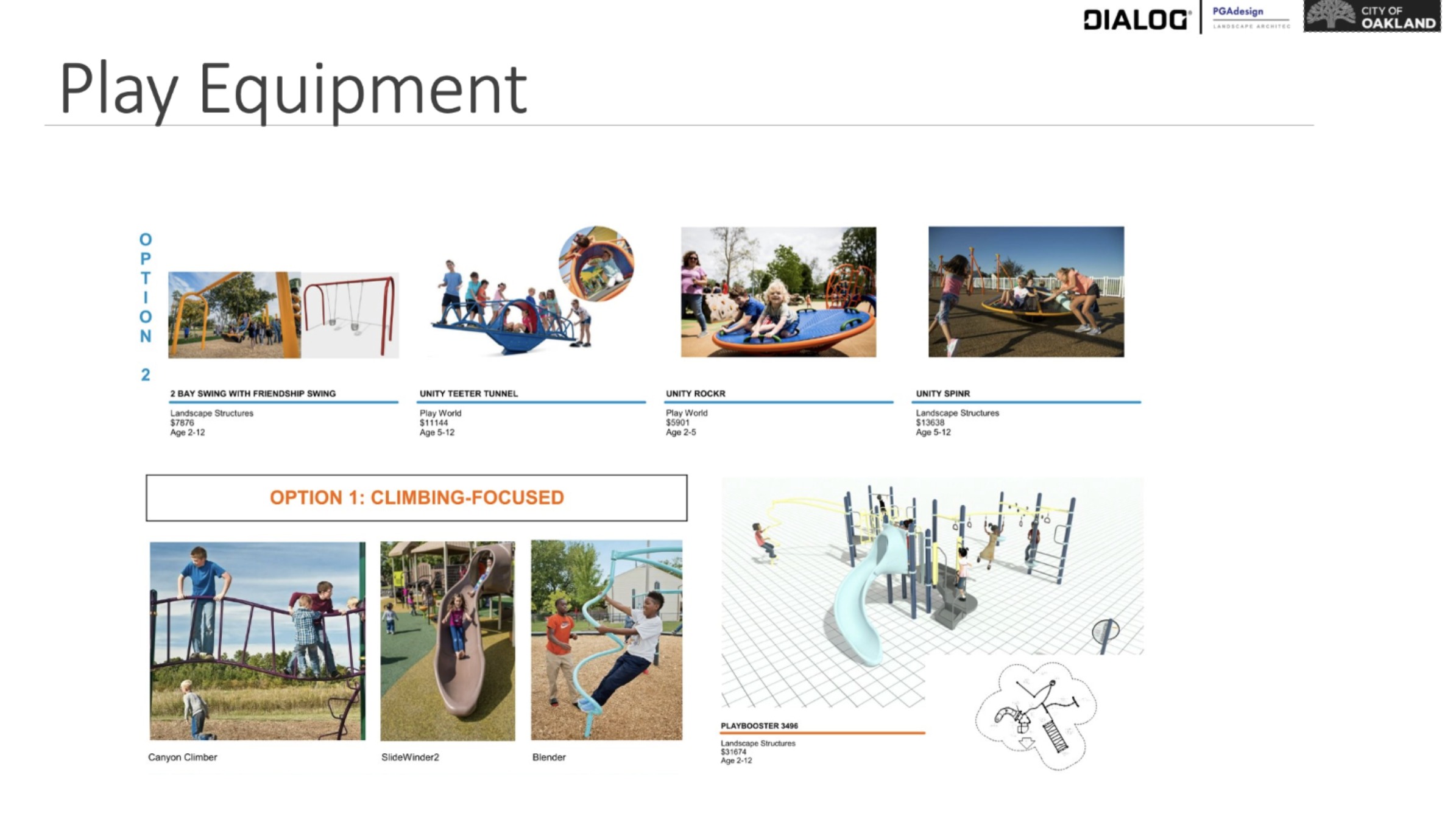 Play Equipment Options for Sobrante Park