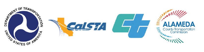 Logos for USDOT, CalSTA, Caltrans, and ACTC
